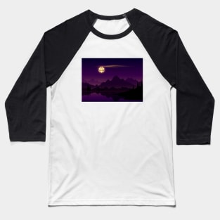 Synthwave Full Moon D20 Dice RPG Night Roleplaying Landscapes Baseball T-Shirt